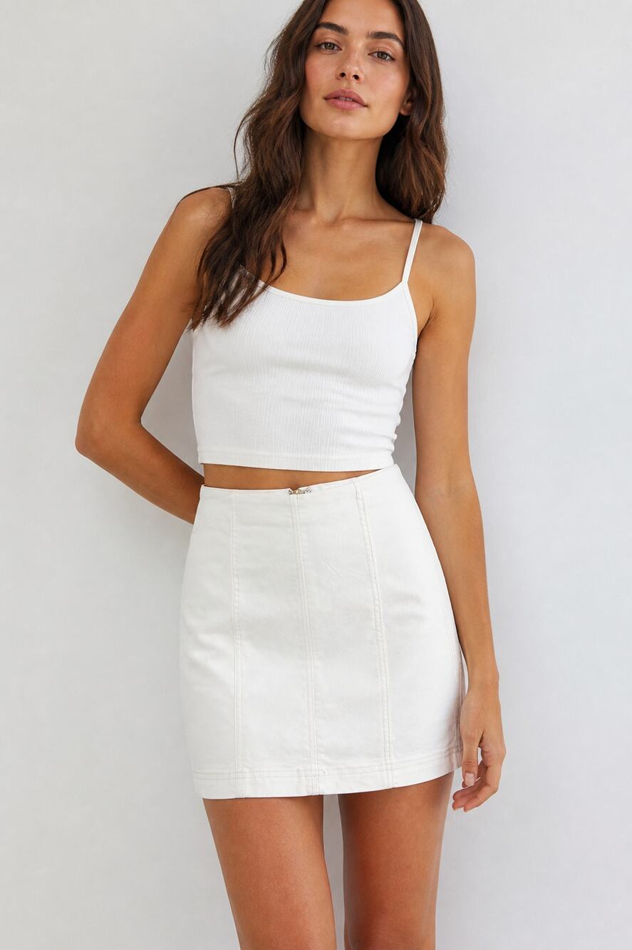 Free People White Denim Mini Skirt Size 6